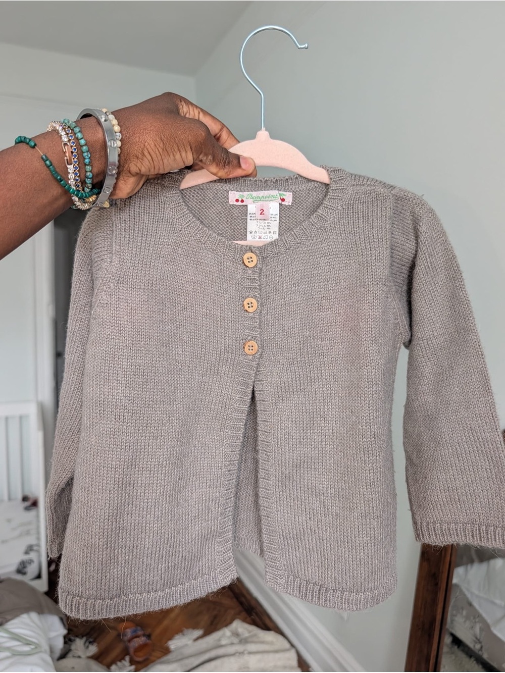 Bonpoint taupe alpaca wool blend cardigan size 2